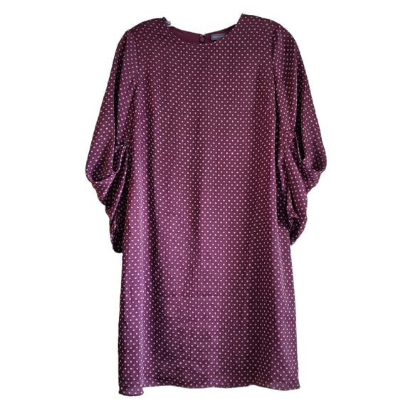 VINCE CAMUTO Women's 2 2P Petite Trinket Dress Wine Shift Ruched Sleeve Bust 34" - Picture 1 of 8